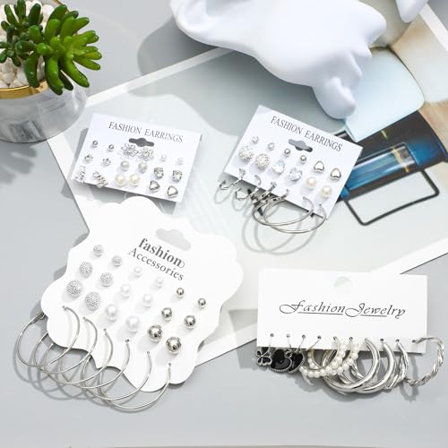 NEWITIN 100 Pieces Silver Jewelry Set for Women Fashion Costume Jewelry Silver Gold Plated Necklace Bracelet Ring Earrings Set for Women2