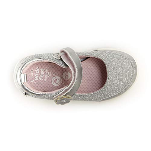 Stride Rite Girls Bella Mary Jane Flat, Silver, 6 Little Kid #TOP5