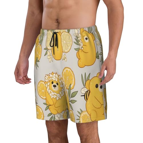 Bear and Lemon Men Beach Pants â€“ Swim Trunks for Men,Quick-Dry and Comfortable, Suitable for Beach, Surf, and Everyday Wear2