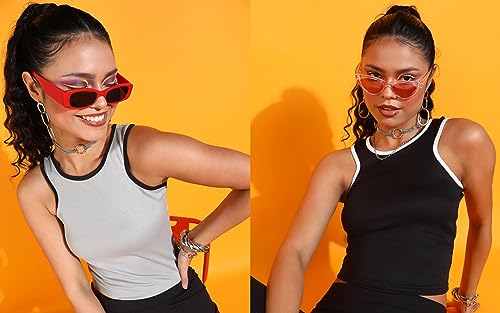 Image of POPWINGS Casual Solid Round-Neck Sleeveless Summer Wear Tank Tops Combo for Women