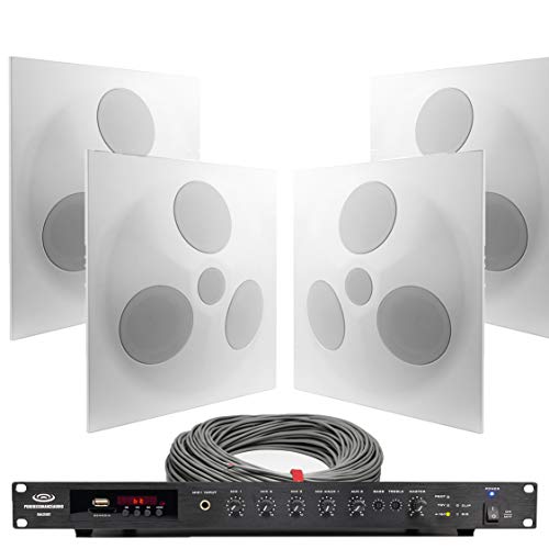 Pure Resonance Audio SD5 Ceiling Speaker Bundle with RMA350BT Rack Mount Bluetooth Mixer Amplifier...
