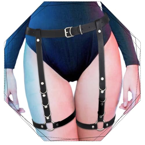Leather Leg Harness Belts Black Fashion Rave Body Accessories for Women