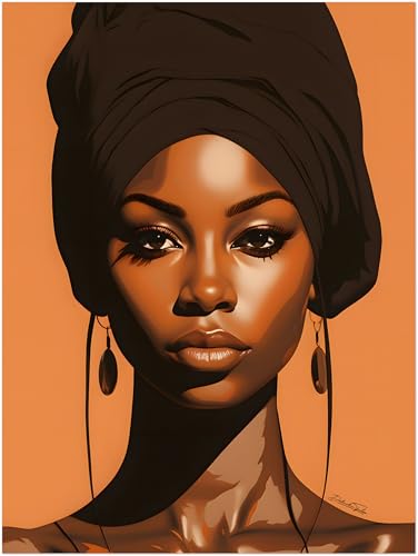 Affiche femme africaine brun et orange pour une ambiance inspirante