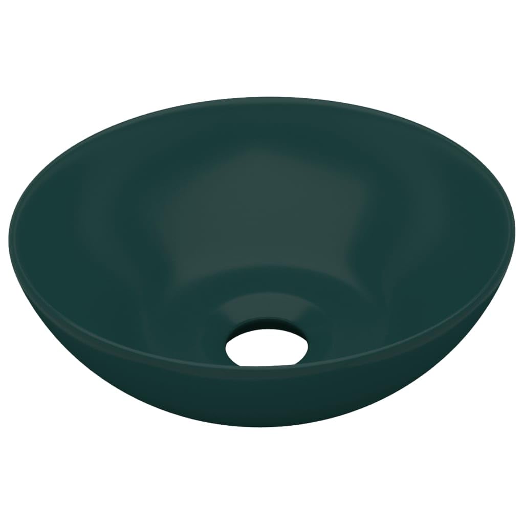 SKM Waschbecken Keramik Dunkelgrün Rund,Heimwerkerbedarf,Sanitärbedarf,Sanitärkeramik & Armaturen,Waschbecken & Spülen,Badezimmer-Waschbecken,Grün,2.77 kg,146981