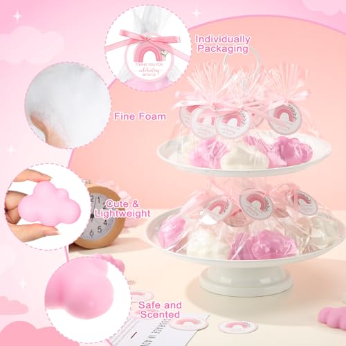 Image of Demissle 20 Sets Cloud Baby Shower Favors Cloud Handmade Scented Soaps Cartoon Story Party Favors with Thank You Cards for Guests Baby Shower Wedding Birthday Party Return Gifts (White,Pink)