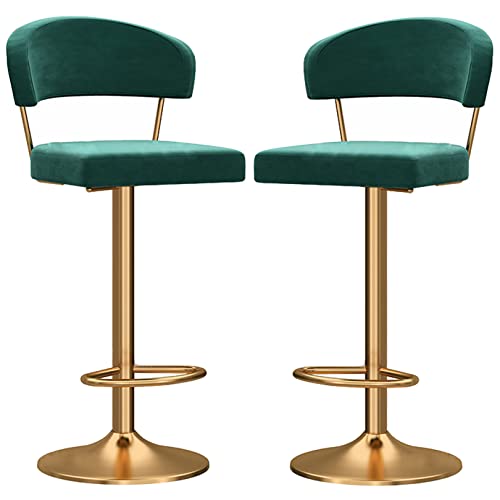 Taburetes de Bar de Altura de mostrador, taburetes de Bar tapizados de Terciopelo Modernos con Respaldo, sillas de Bar giratorias de 360 ° con Patas de Metal y reposapiés, Altura Ajustable,