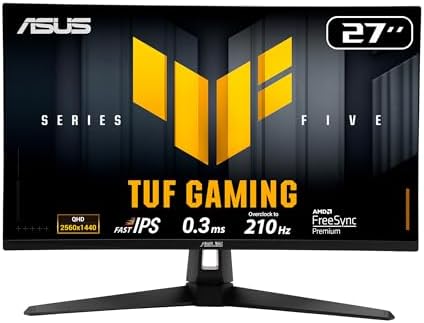 ASUS TUF GAMING VG27AQ5A 27 FAST IPS 2560x1440 0.3ms 210Hz 300cd DP HDMI USB Hoparlör VESA 3YIL EYECARE, FLICKER-FREE,DÜŞÜK MAVİ IŞIK MONİTÖR - Görsel 1