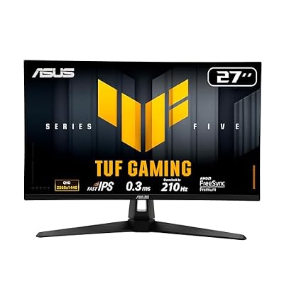 ASUS TUF Gaming 27” 1440P Monitor (VG27AQL5A) – QHD (2560 x 1440), 210Hz, 0.3ms, Fast IPS, Extreme Low Motion Blur Sync, Speakers, DisplayWidget Center, Gaming AI, Height Adjustment, 3 yr Warranty