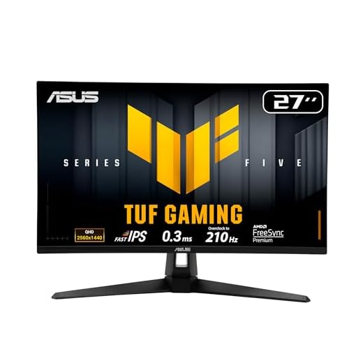 ASUS TUF Gaming 27” 1440P Monitor (VG27AQL5A) – QHD (2560 x 1440), 210Hz, 0.3ms, Fast IPS, Extreme Low Motion Blur Sync, Speakers, DisplayWidget Center, Gaming AI, Height Adjustment, 3 yr Warranty