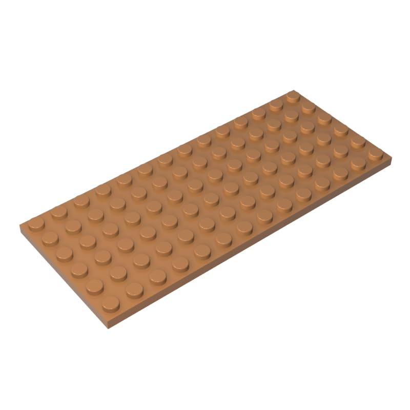 3456 Foundation Plate Plate 6x14 10 Pieces GDS-527 Compatible with Lego Building Blocks Color:Medium Nougat