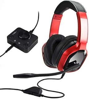Amazon Basics Gaming Headset for PC and Consoles (Xbox, PS4) with Desktop Mixer – Red
