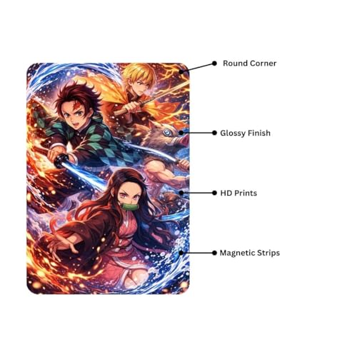 Image of Zesta Bathroom Decor Items Washroom Decor Tin Sign | Aesthetic Posters Wall Poster for Bedroom | Magnetic Cafe Decoration Items / Restaurant Decorations Items | Quirky Home Decor Bar Accent (Demon Slayer(4))