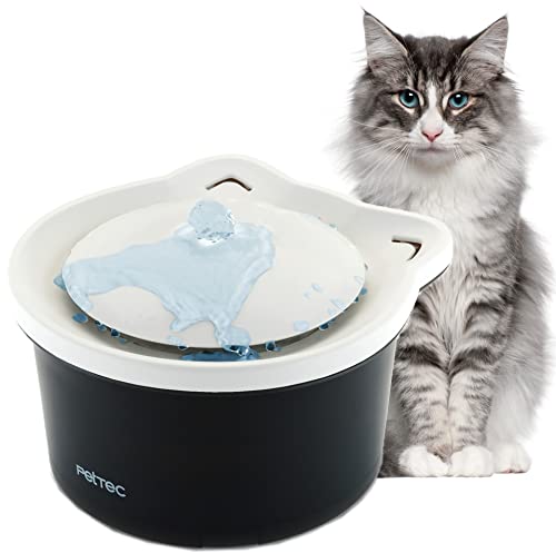 PetTec Katzenbrunnen leise | 1.1L Wasser-Trinkbrunnen für die Katze mit Induktionspumpe inkl. Filter | 30° Trinkoberfläche, Wasserbrunnen für Beste Wasserqualität mit 4-Phasen-Filter, Grau Cover