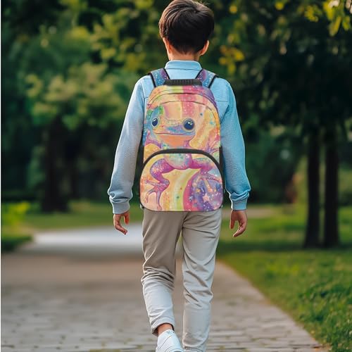 Aesthetic Frog Backpack and Lunch Bag Set for Girls Boys Age 6-8 8-10 10-12 Lightweight 17 Inch Bookbag Elementary School Kids Backpack with Lunch Box and Water Bottle Holder 3 In 13