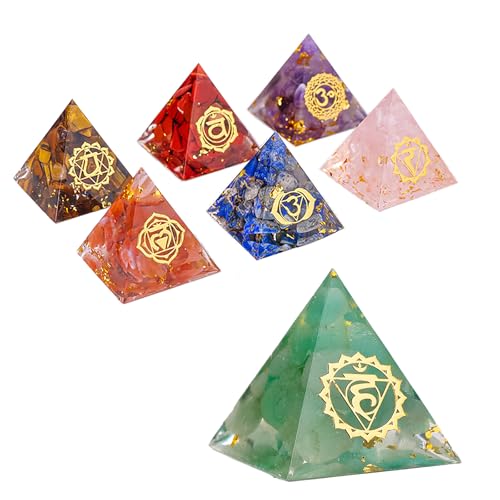 SHUKEFER Crystal Pyramids Set Made of Crystals and Healing Stones 3cm/1.18in Healing Crystal Set Crystal Energy Tower Multi Colored Chakra Pyramid Set Suitable for Home Decor