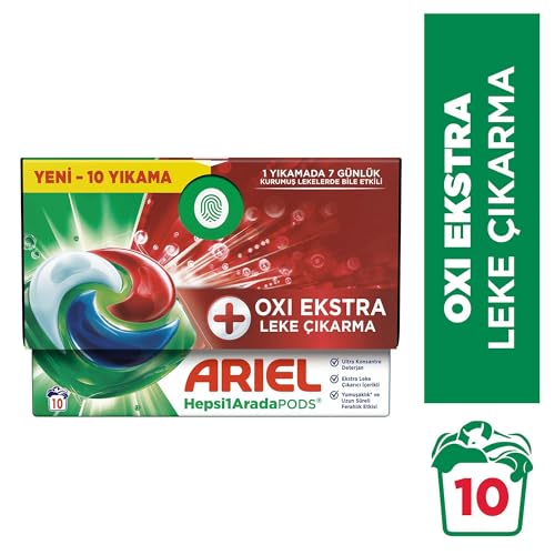 Image of Ariel All-in-One PODS Oxi Extra Stain Removal Washing Capsule Laundry Detergent for Whites and Colors, 10 Washes
