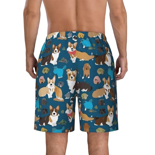 Corgi Print Men's Beach Pants Lightweight Quick-Dry Swim Pants with Mesh Lining for Men4