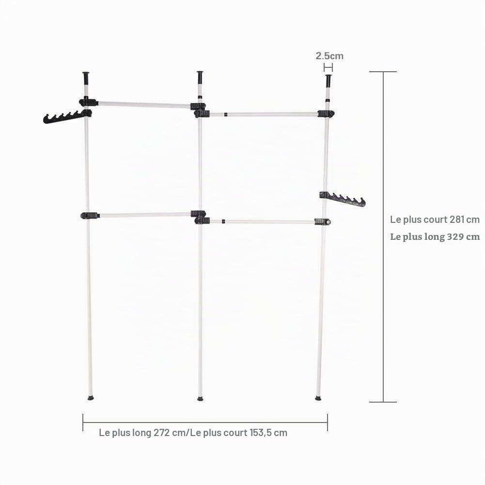 Yosoo Penderie 3 tubes et 4 tringles télescopiques hauteur réglable 160-320 cm