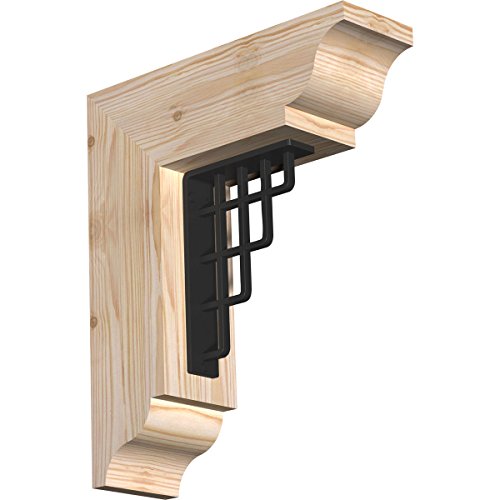 3 1/2"W x 13 1/2"D x 16"H Diane Traditional Ironcrest Smooth Bracket, Douglas Fir (1 1/2"W x 5 1/2"D x 8"H Iron Bracket)