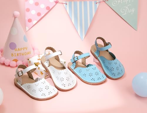 Image of Kolan Toddler Girl Sandals Open Toe Flat Princess Dress Shoes Little Kids