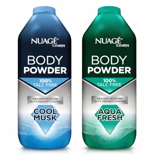 Nuage Men Talc-Free Body Powder 250g x2 Cool Musk & Aqua Fresh Anti-Chafing & Moisture Absorbing