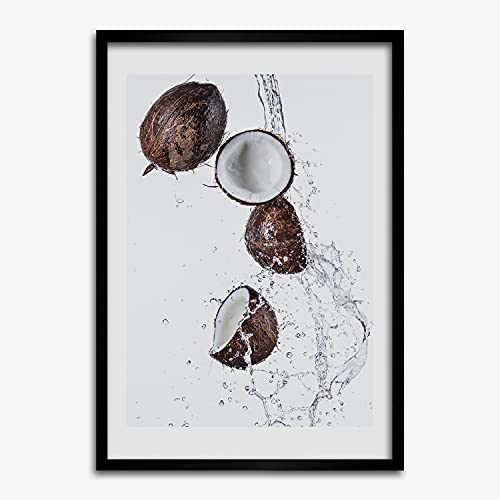 Cadre photo 40x60 cm Tulup avec peinture decorative et affiche de noix de coco en bois MDF