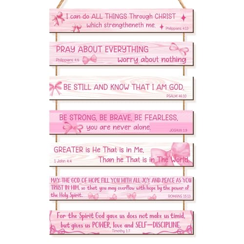 Accessoires muraux pour femme avec verset biblique et nœud rose