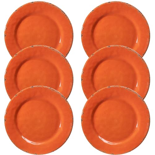 ZAROCRUS Melamine Salad Plates Set of 6, Lightweight Dessert Plate, 9 Inch Small Dinner Plate, Farmhouse Plates for Lunch, Cake, Bread, Snack, or Appetizer, Orange Color ZAROCRUS Melamine Salad Plates Set of 6, Lightweight Dessert Plate, 9 Inch Small Dinner Plate, Farmhouse Plates for Lunch, Cake, Bread, Snack, or Appetizer, Orange Color