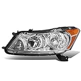 Auto Dynasty Headlights Assembly Compatible with 2008-2012 Honda Accord Sedan, Driver Left Side Halogen Headlamps Replacement, OE Style HO2502130, Chrome Housing Amber Corner