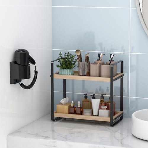 Image of HNRLOY Bathroom Counter Organizer,Bathroom Countertop Organizer,Counter Shelf,Countertop Storage,Organization and Storage,Makeup Shelf,Sink Caddy(Burlywood 2 Tier)