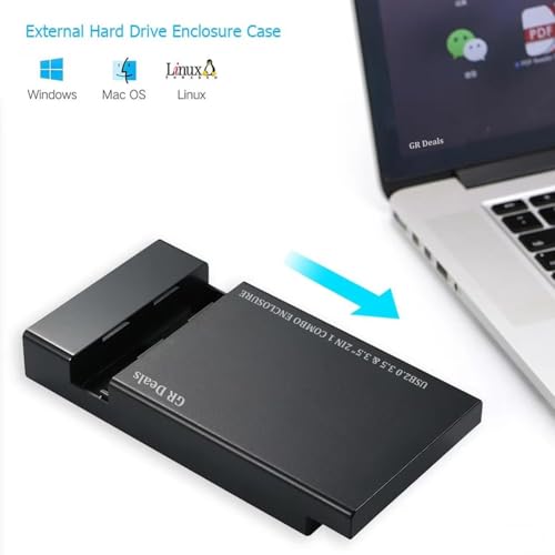 Image of 2 in 1 USB 2.0 External Hard Drive Casing for 2.5″ & 3.5″ Sata Hard Drives Dual 2.5 inch and 3.5 inch HDD Enclosure Case (Black). (USB 2.0 Enclosure).