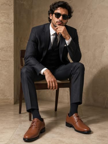 Image of Zoom Shoes Leather Formal Casual Shoes with Laces for Adults Super Comfortable with Lightweight and Slip Resistant Sole A-1172