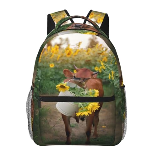 Sac à dos de voyage léger imprimé vache pour randonnée fitness et école