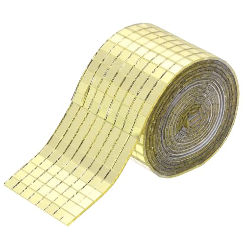 QUARKZMAN 2240 PCS Carreaux De Miroir En Verre Pour Boule Disco Carreaux De Mosaïque En Miroir Doré Auto-Adhésifs 5 x 5mm Pour Boule Disco, Bricolage, Décoration KTV 1 Feuille