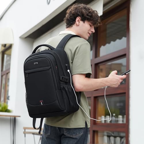 VINBAGGE Sac à Dos Ordinateur Portable 15.6 Pouces Sac de Voyage Imperméable Sac à Dos D'affaires Loisir Sac a Dos PC Portable pour Affaire Scolaire,Noir – vue 2
