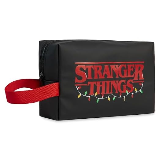 Stranger Things Neceser Mujer, Hombre - Bolsa de Aseo de Viaje, Bolsa Colgante para Vacaciones - Regalos Adultos, Navidad (Negro/Rojo)