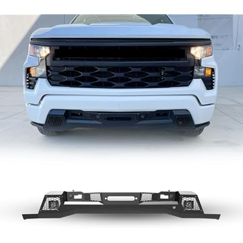Nixon Offroad Chevy Front Bumper, Central Mid-width Stubby Front Bumper for 2022 2023 2024 Chevy Chevrolet Silverado 1500 (NOT for ZR2 Model), Included 2* LED Pod Lights (CENTRIC BUMPER) Cover