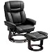 Produktbild HOMCOM Relaxsessel mit Hocker, 360°drehbarer Fernsehsessel mit Liegefunktion, TV-Sessel mit Taschenfeder für Wohnzimmer, Kunstleder, Schwarz