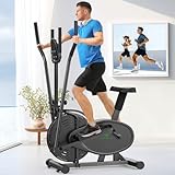 Neezee Ellittiche da Casa, Cross Trainer Ellittico Compatto 2 in 1 Con Monitor LCD, Sedile Ergonomico, Resistenza Regolabile Migliorata, Ellittica Professionale Per Casa Peso Massimo 120 KG