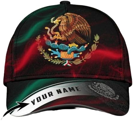Gorra de béisbol personalizada con bandera de águila mexicana negra, sombrero veterinario mexicano Gorras para hombres México