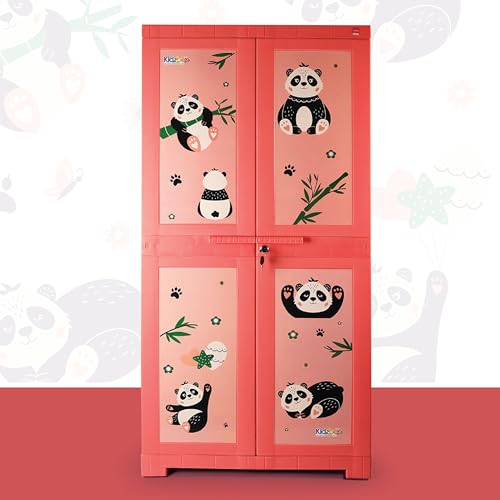 Image of CELLO Kidzbee Mega Marvel Bamboo Budies Cabinet PP Plastic Material | Dream Word & Space-Saving Compact Size | Bamboo Budies-Themed Design | Multipurpose Storage Suitable for Kids' Rooms | Peach