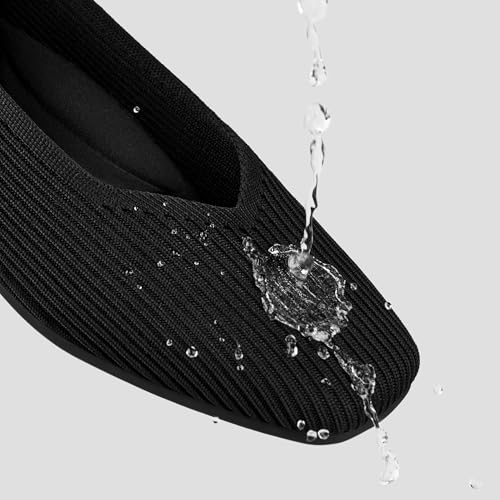 Image of VIVAIA Margot Walker Women's Flats Lightweight Square Toe V Cut Ballet Flats Comfortable Casual Water Repellent Walking Flat Shoes