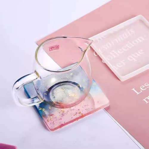 LOREC 8 Pcs Coaster Moulds for Epoxy Resin Transparent Square Coaster Resin Mould and Round Resin Coasters Moulds Silicone Resin Mold for Making DIY Cups Mats,Tray,Home Decoration - Image 2
