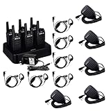 Retevis RT668 Professionelles Funkgerät Bundle mit 5 Lautsprechermikrofonen, PMR446 mit 6 Wege Ladegerät, Headset, VOX für Hersteller, Lagerhaus (6 Radios + 5 Mikrofone)