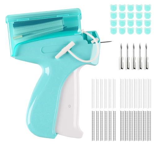 ilauke Pistola de etiquetado Flex Clip Pistola para ropa, fijador rápido de ropa Stitchy Quick Clothing Fixer con 5 agujas, aguja de plástico 3000, pistola Micro Stitchy pistola para ropa, herramienta