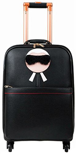 PU Leather Black Universal Wheels Travel Suitcase -24"