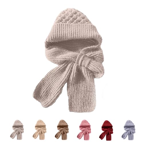 Friendlyk Winter Versatile Knitted Hooded Scarf for Women, Integrated Ear Protection Windproof Cap Scarf Hat for Women2