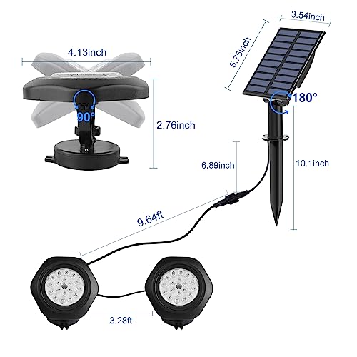 CREPOW Solar Pond Lights, 18 LED Super Bright RGB LED Underwater Spotlights Color Changing Submersible Pond Light IP68 Waterproof Fountain Lights for Fish Aquarium Tank Garden Yard Pool (2-in-1)
