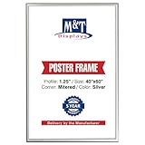 M&T Displays Snap Poster Frame Silver 1.25' Aluminum Profile Front Loading Wall Mounting Photo Picture Document Certificate Sign Holder Mitered Corner Anti Glare Cover (Silver, 40x60 in)