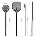SHANGPEIXUAN Pizza Turning Peel 9 Inch Perforated Pizza Peel and Pizza Brush Ash Rake 4 Piece Wood Fired Commercial Pizza Oven Utensil Kit with 40-Inch Aluminum Handle